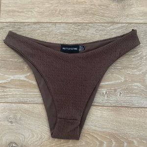 Brown crinkle fabric bikini bottom